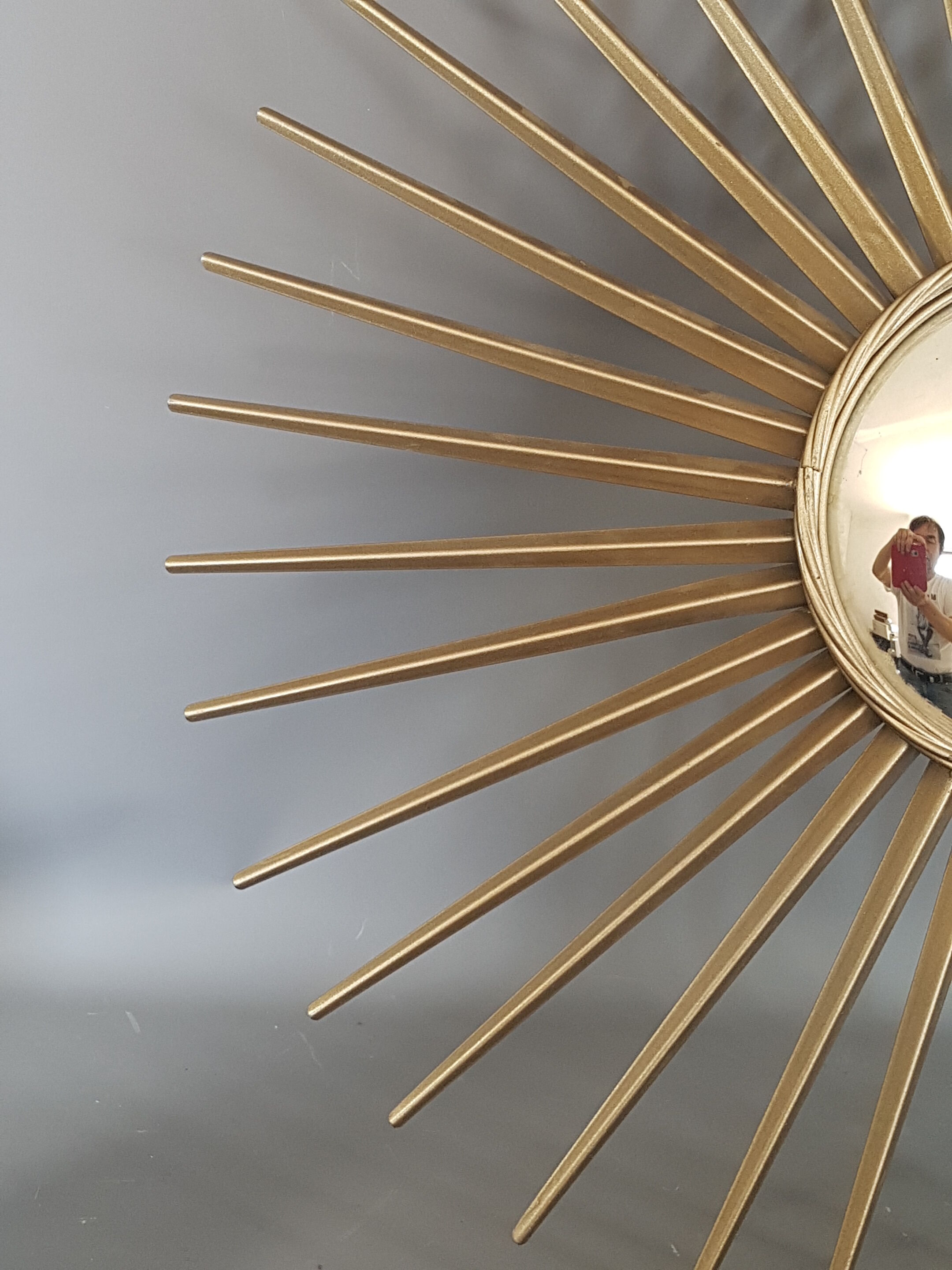 Mirror sun with witch's eye, silver color diameter 70 cm