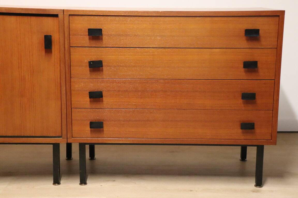 Vintage sideboard in wood and metal, 1960s