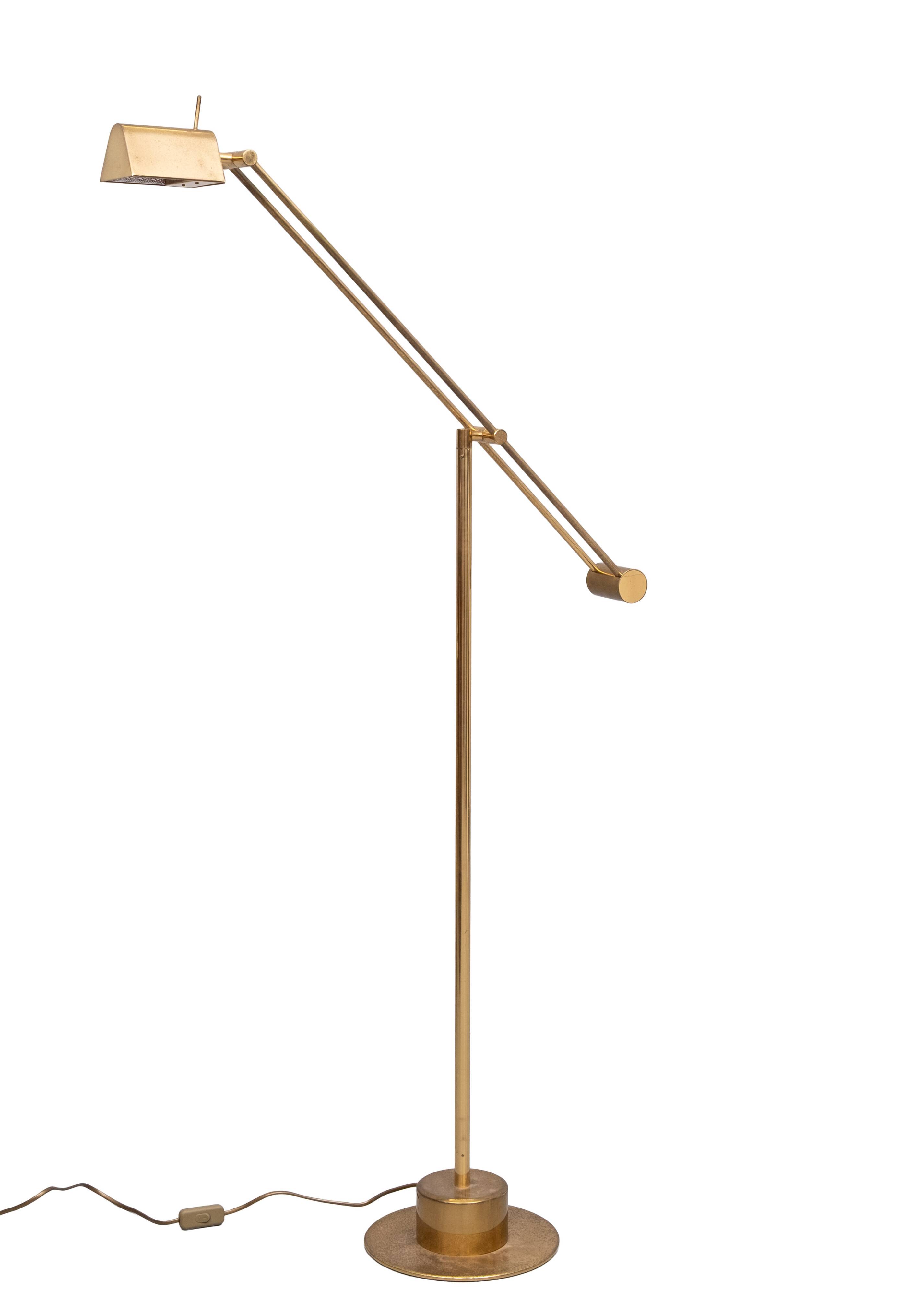 Hillebrand Brass counter balance floor lamp 1980s Germany