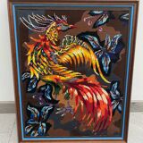 Framed vintage rooster canvas tapestry