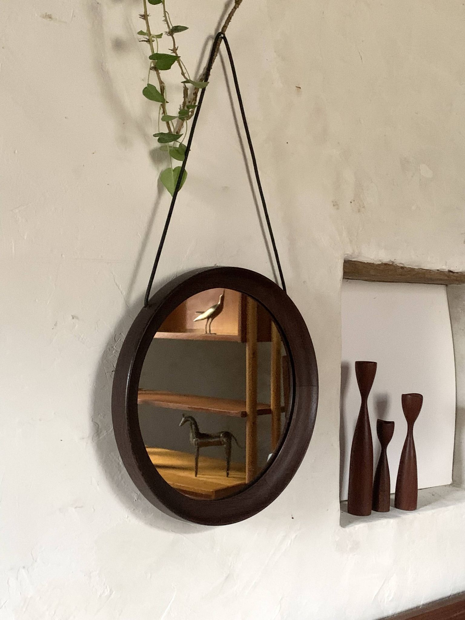 Vintage Scandinavian round wall mirror