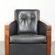 Black cowhide Art Deco design armchair