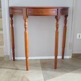 Set of 2 half-moon console tables with drawer - cherry wood - Louis Philippe style