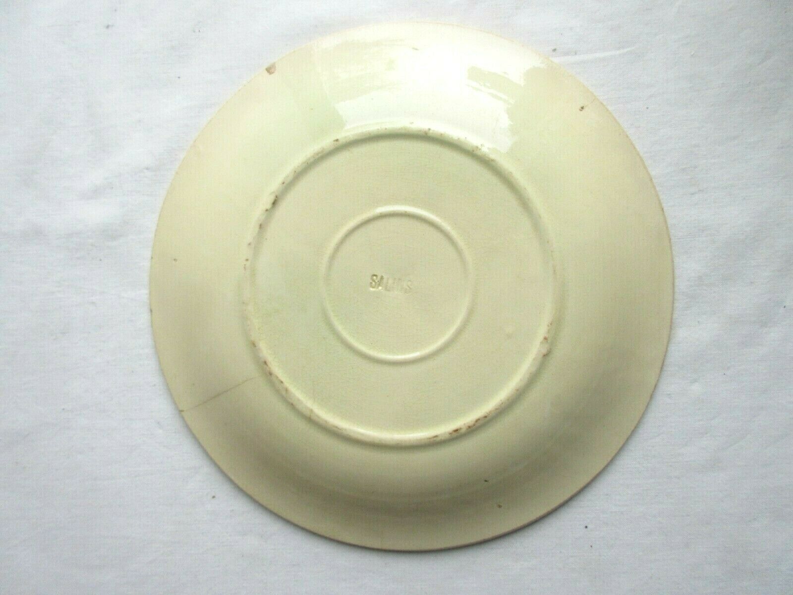 Salins art deco white dabbling plate pink parakeet and lavaters