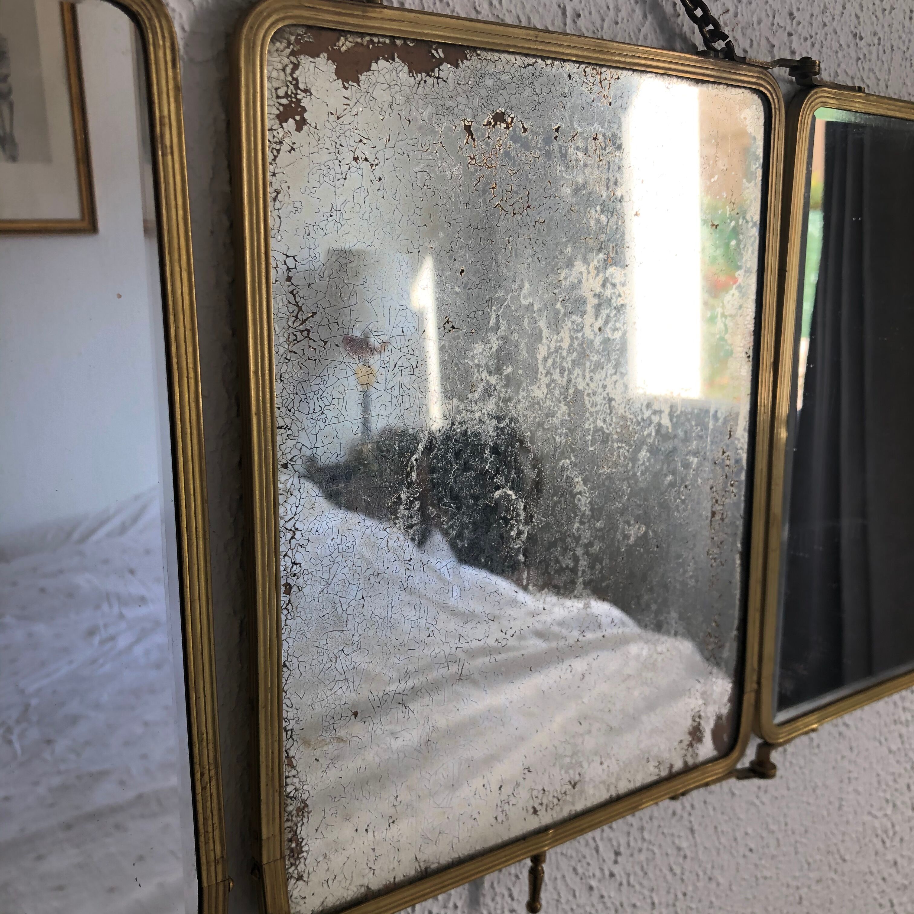 Triptych mirror SGDG vintage, 1920s
