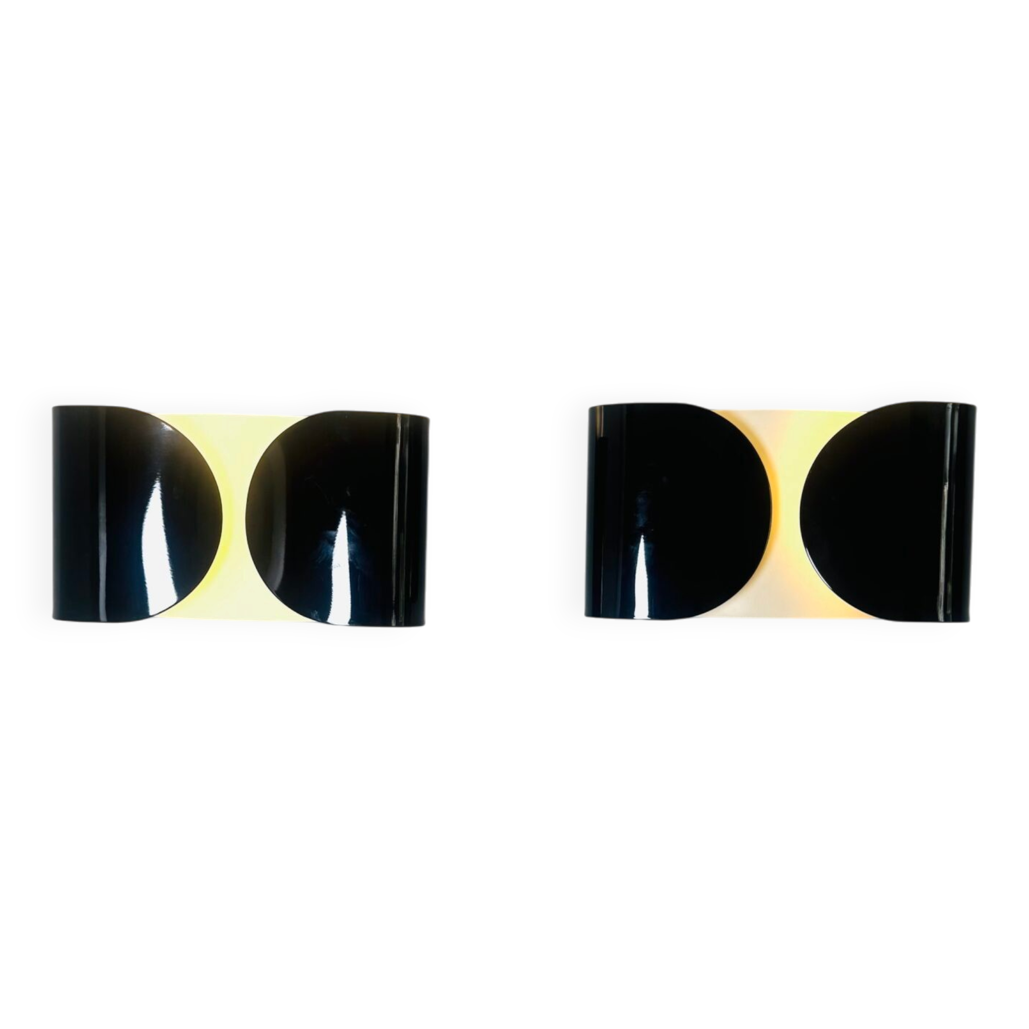 Foglio Wall Lamps In Black And White By Tobia Scarpa For Flos, Italy 1980S