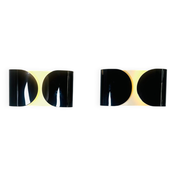 Foglio Wall Lamps In Black And White By Tobia Scarpa For Flos, Italy 1980S