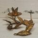 Candle holder gold metal and glass