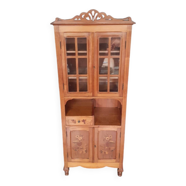 Vitrine marqueterie en bois de rose en style Louis xv