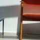 Armchair in solid oak velvet terracota