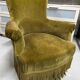 Khaki green velvet toad armchair