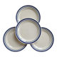 4 vintage dessert plates earthenware – double blue border bistro style