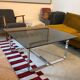 Table basse verre fumé pieds chromés