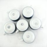 Blue porcelain coffee set - Pyroblan Sarreguemines France - vintage 80s