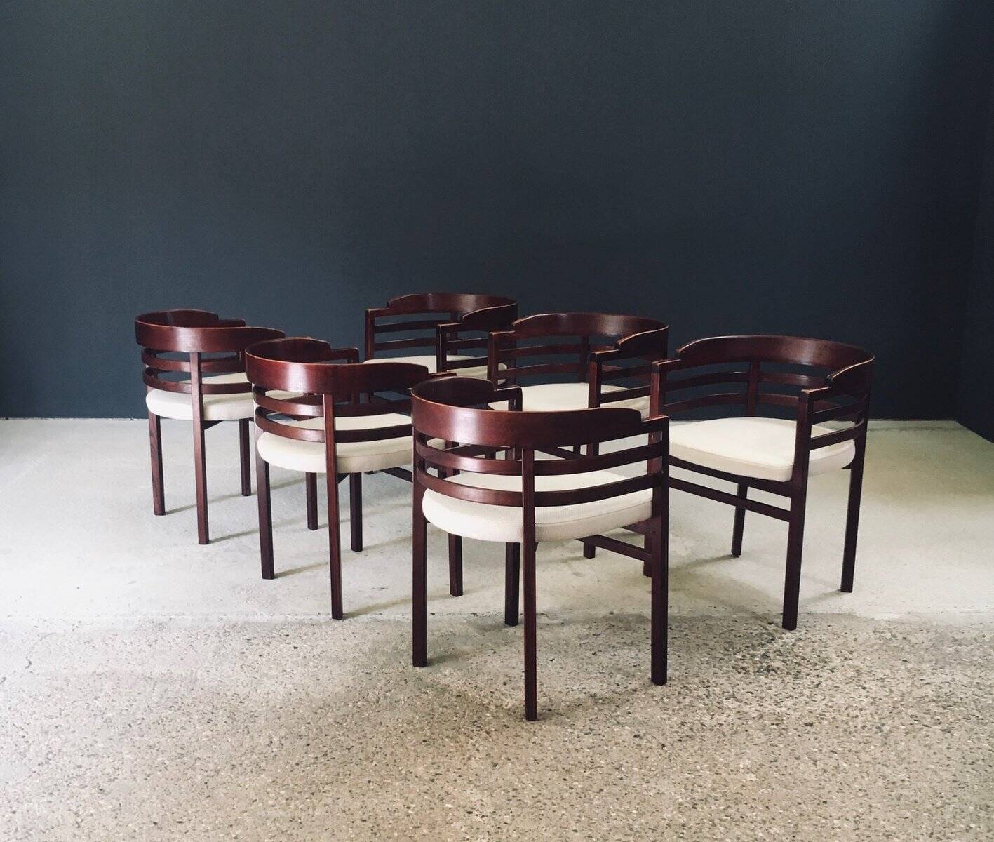 Mid-Century Modern Curved Dining Chairs, Italy, 1970s, Set of 6