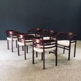 Mid-Century Modern Curved Dining Chairs, Italy, 1970s, Set of 6