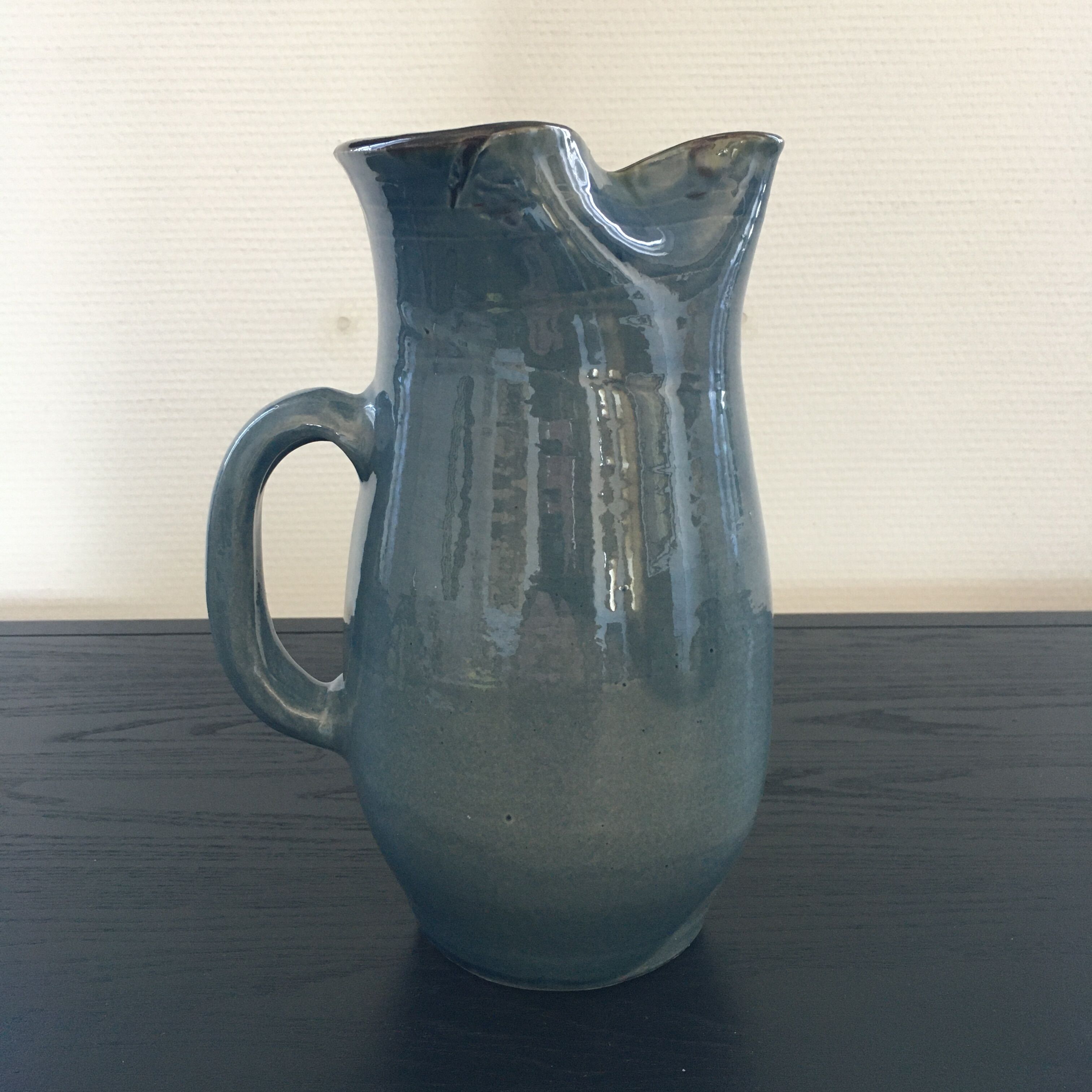 Pitcher gray blue flamed