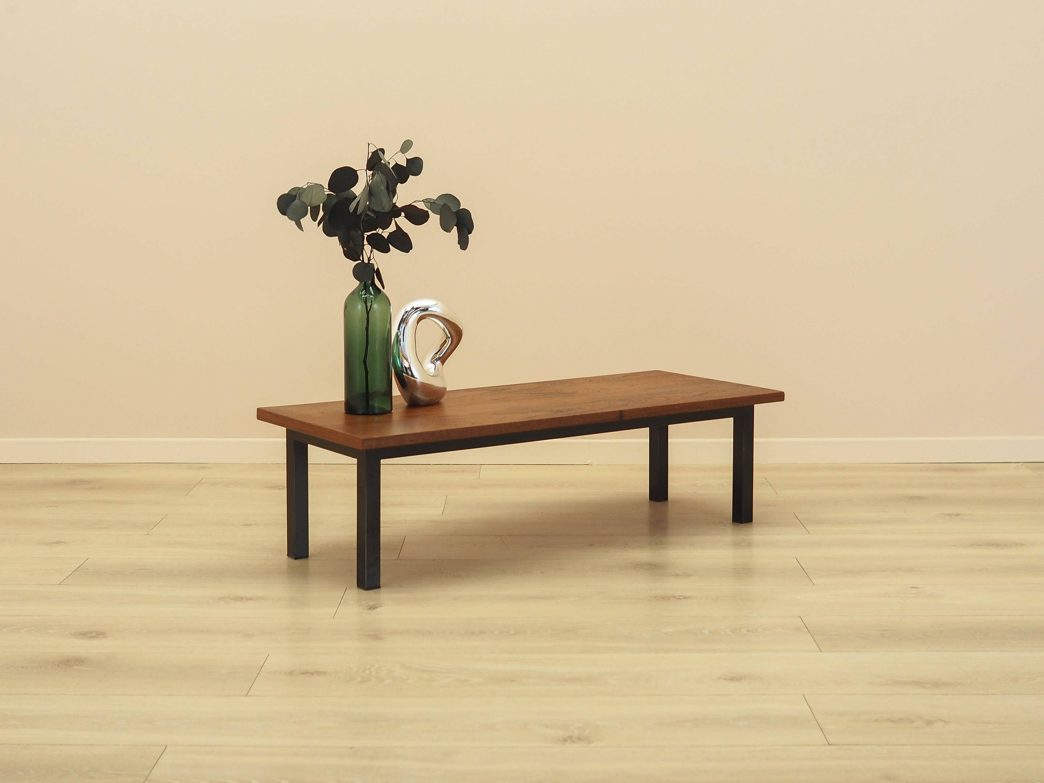 Danish teak coffee table with metal base, 1960s