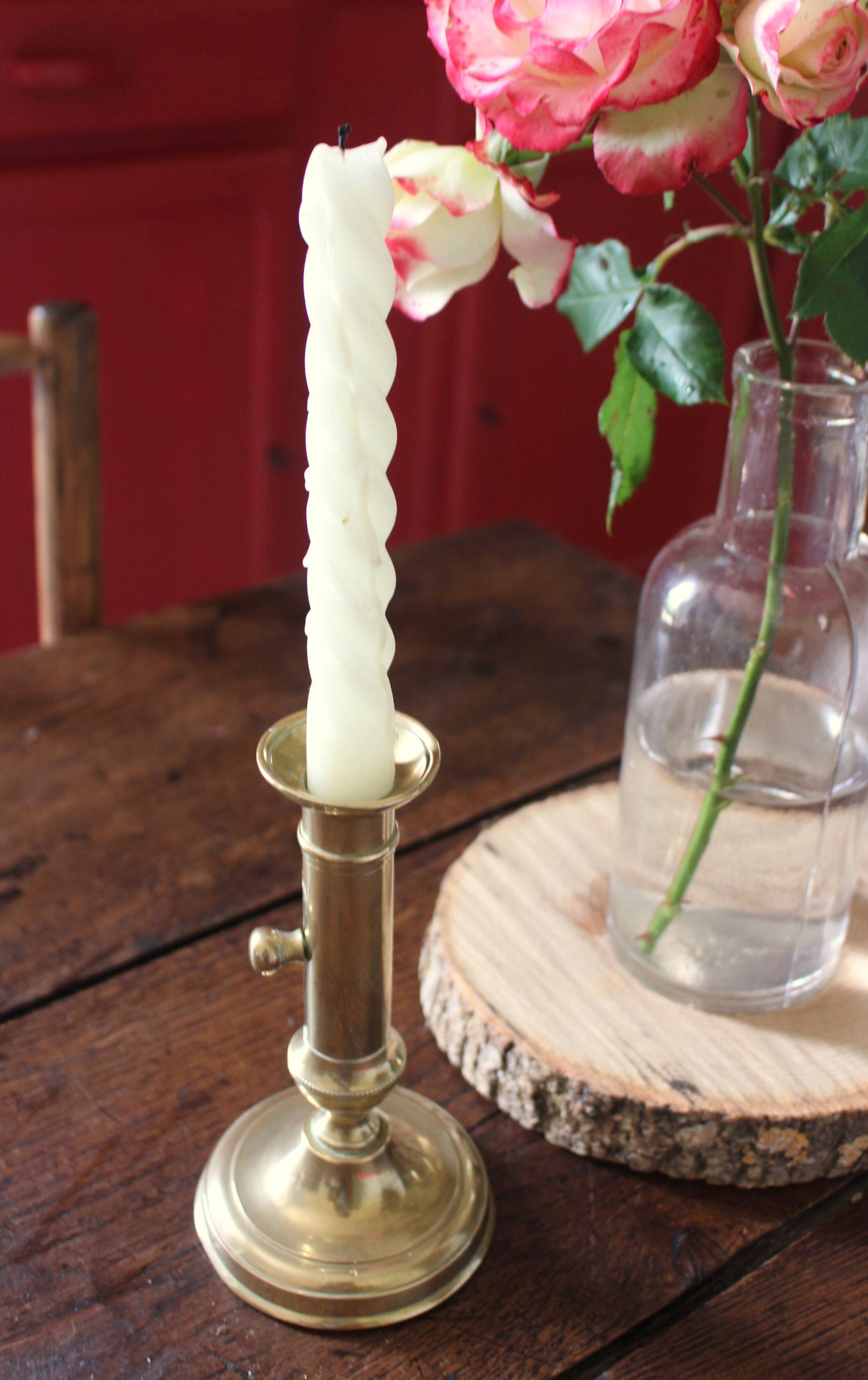 Brass torch candle holder push decor
