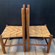 Pair of vintage children's chairs in wood and rattan