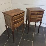 Pair of Louis XV style oak bedside tables
