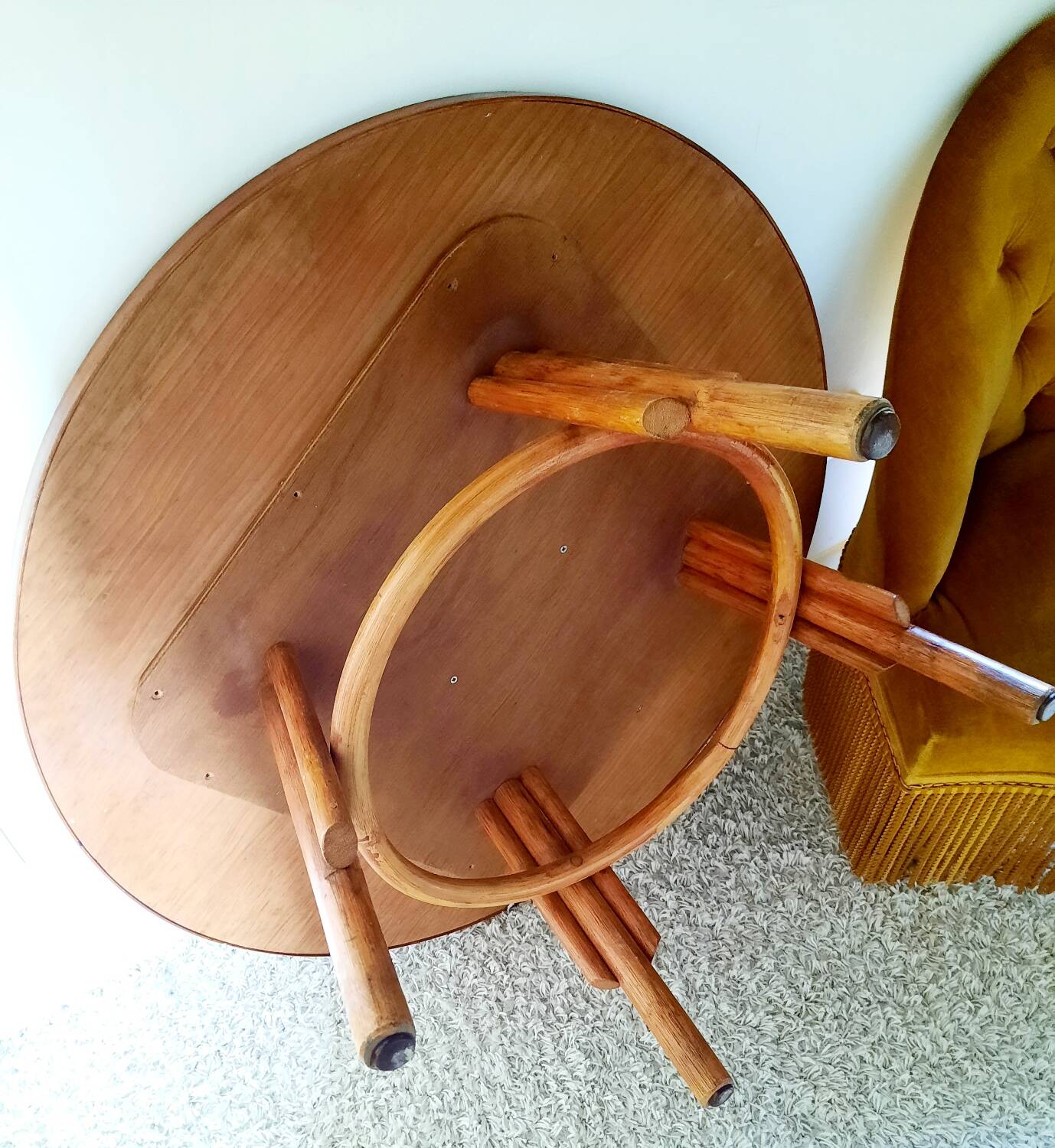 70s rattan coffee table