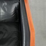 Black leather Art Deco design armchair in good condition