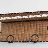 Coat rack 4 hooks in vintage rattan