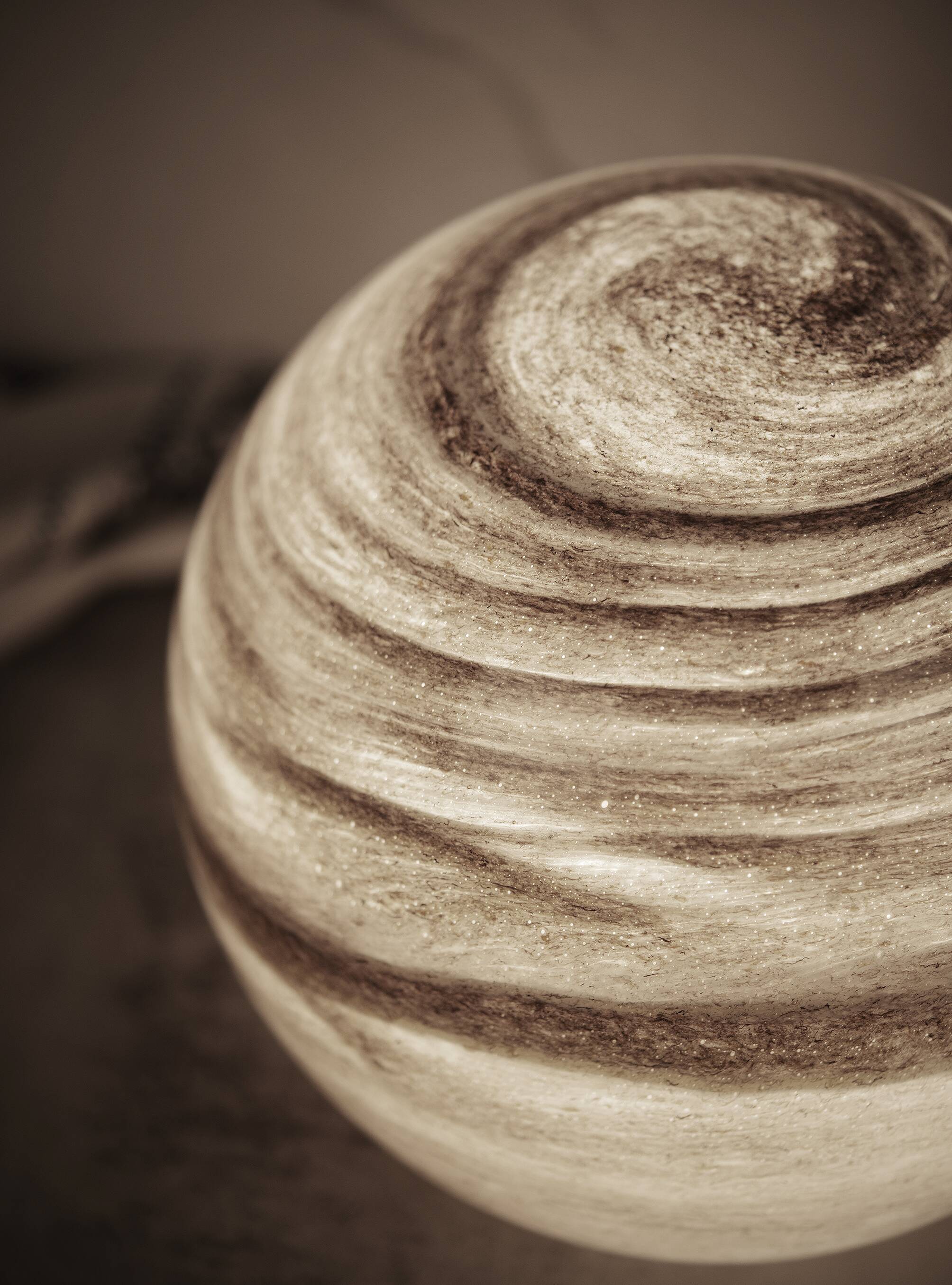 Glass lamp in the shape of a sphere, planetary