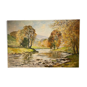 Tableau ancien , paysage signé