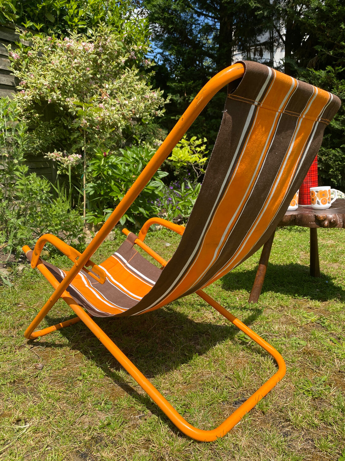 Old orange vintage deckchair
