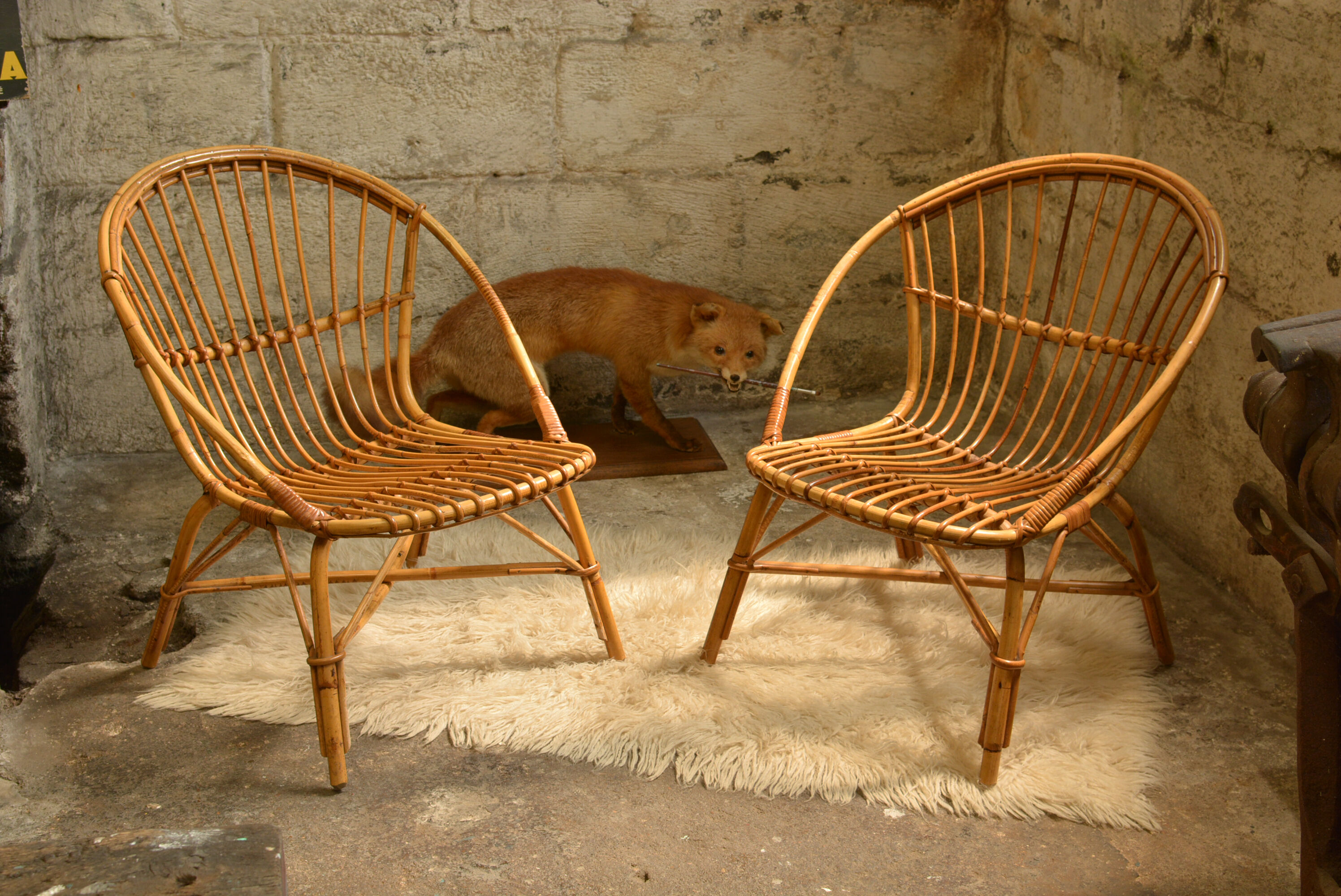 Rattan armchairs