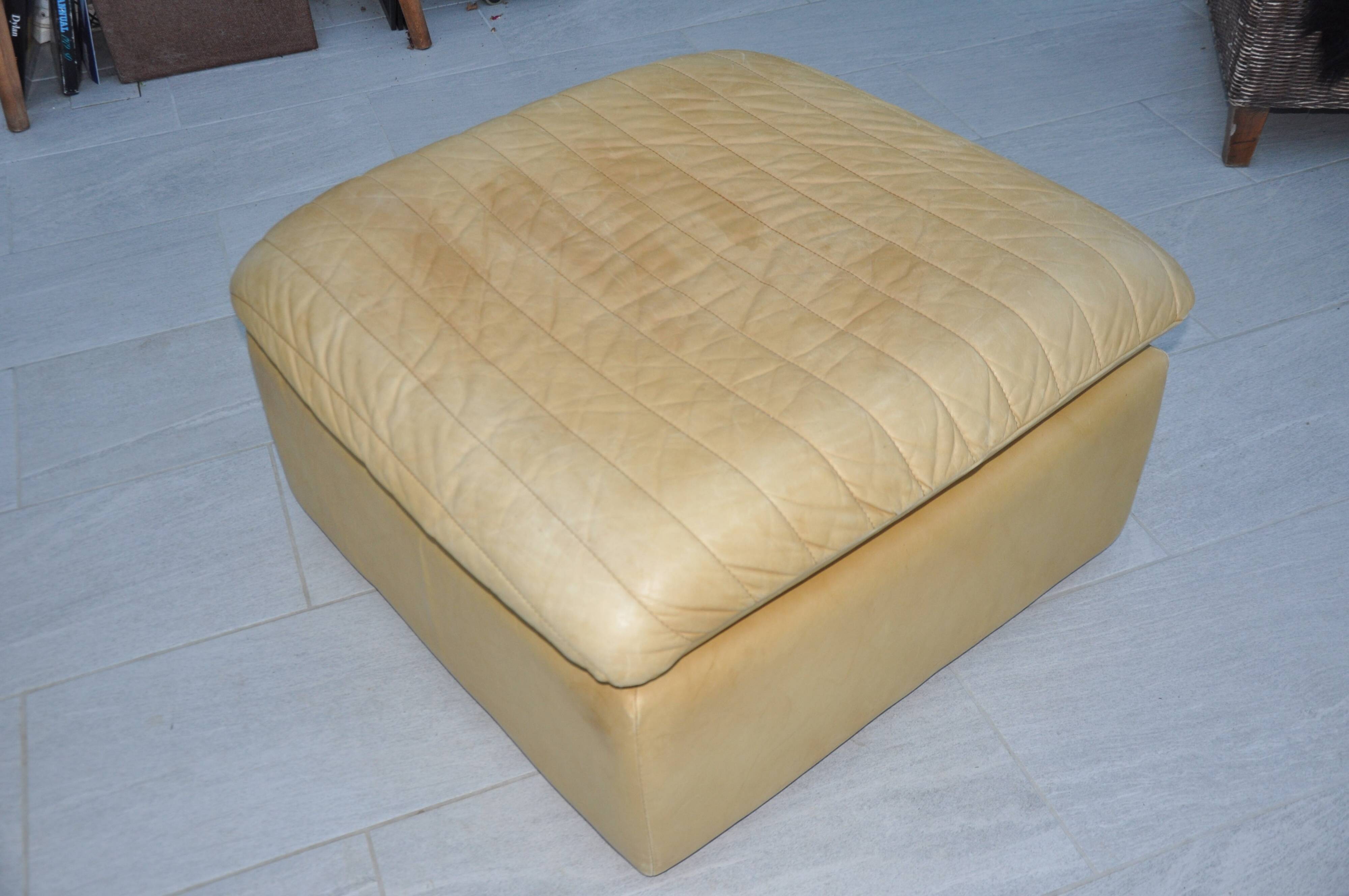 Roche Bobois leather pouf, 1970s