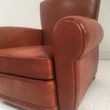 Large club chair in cognac leather