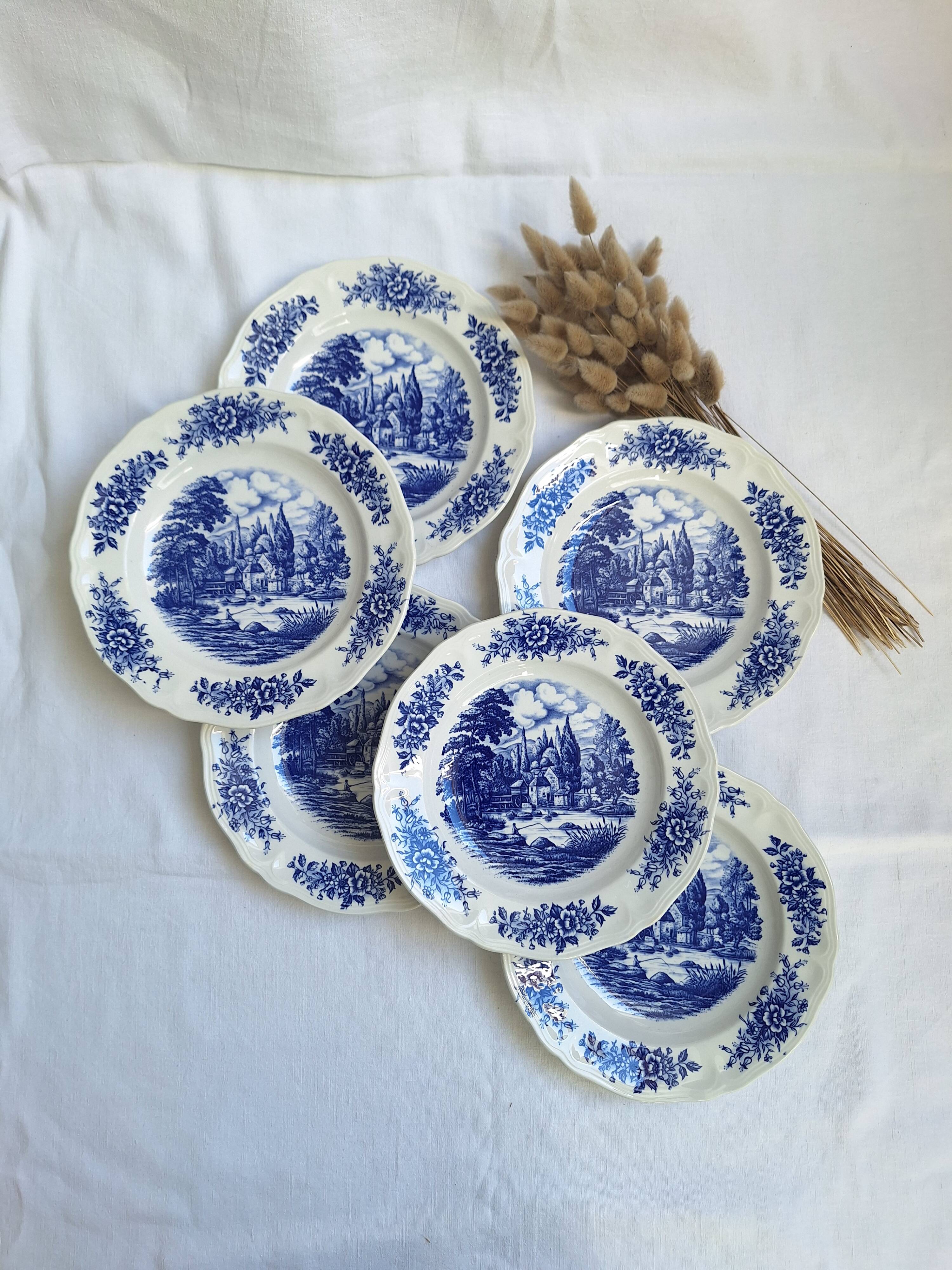 Assiettes creuses Moulin des Loups bleu