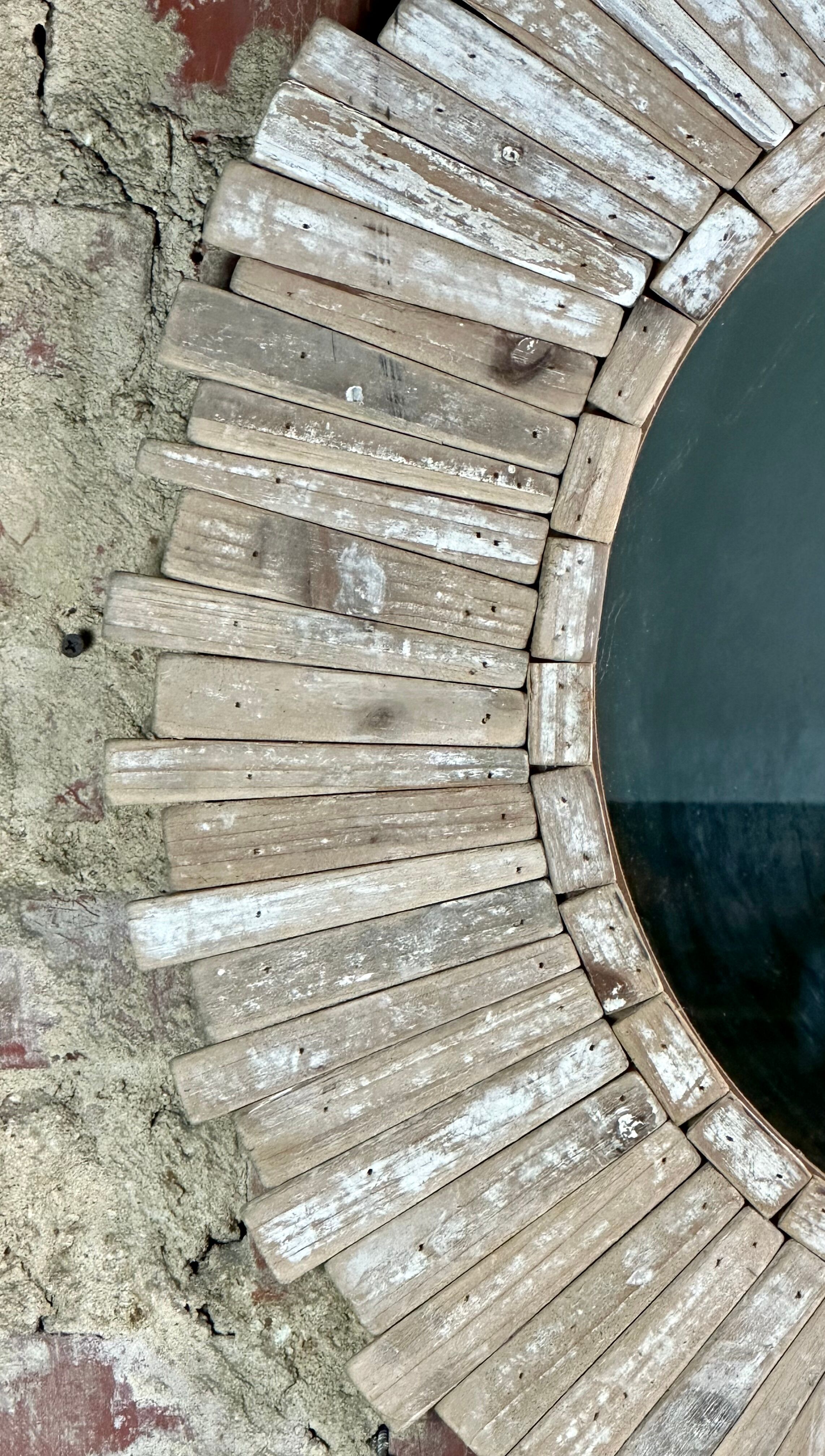 Mirror in patinated natural wood