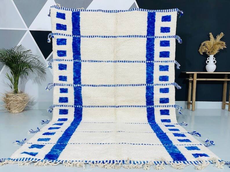 Handmade blue rug 250cm x 150cm