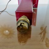 Lamp "the tanner" in burgundy leather 60s 70s