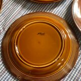 7 flat plates in earthenware Saint Clément vintage brown