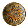 Plat en céramique émaillée, fleur, Poterie Perigordine, années 60