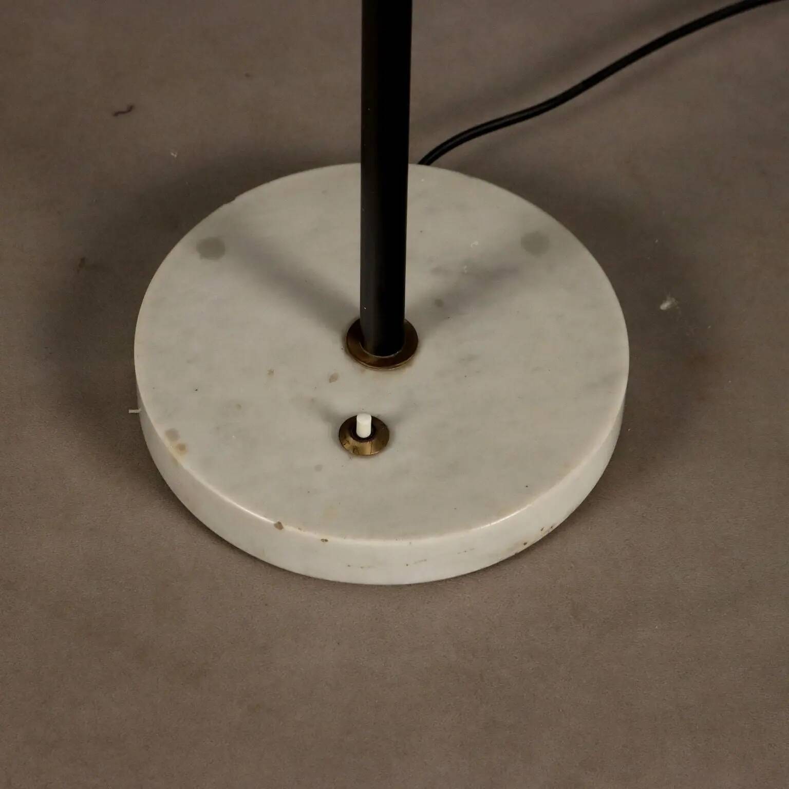 Vintage floor lamp in marble, metal, and fabric, designed in the 1950s-1960s.