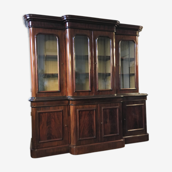 Stamped Victorian bookcase Wylie & Lochhead mahogany end XIX