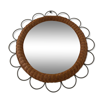 Vintage rattan mirror