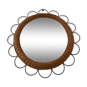 Miroir vintage en rotin
