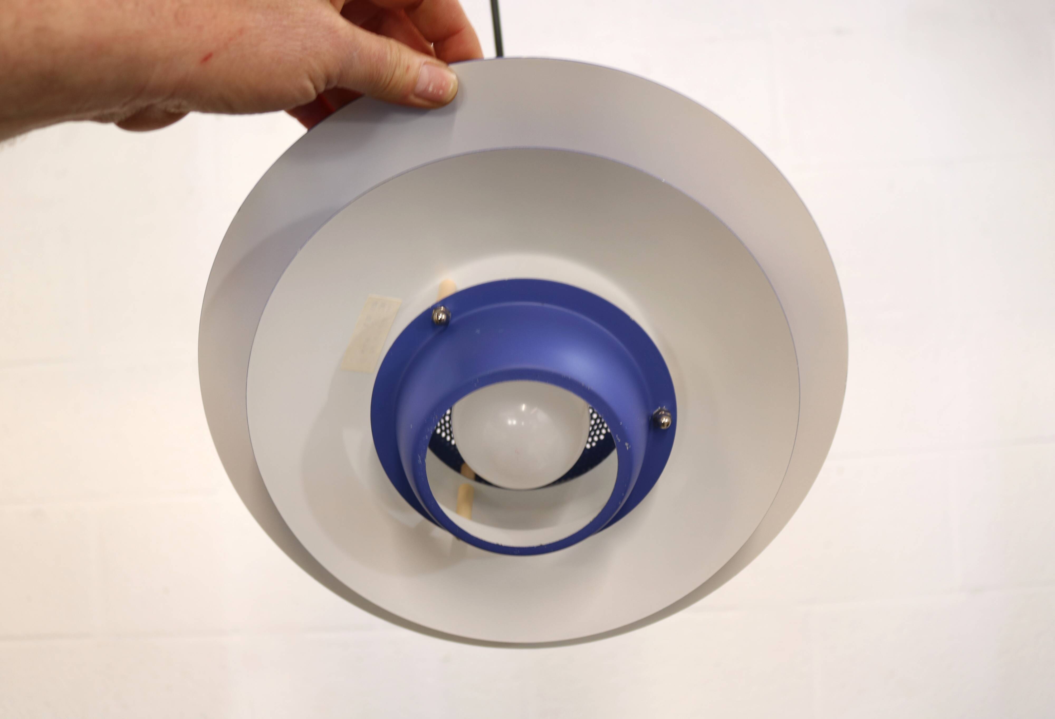 Blue coloured top design lamp by Jeka Metaltryk - Model Viola type 3013-P -