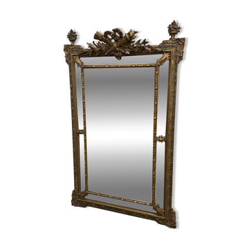 Grand miroir fronton ancien à parecloses