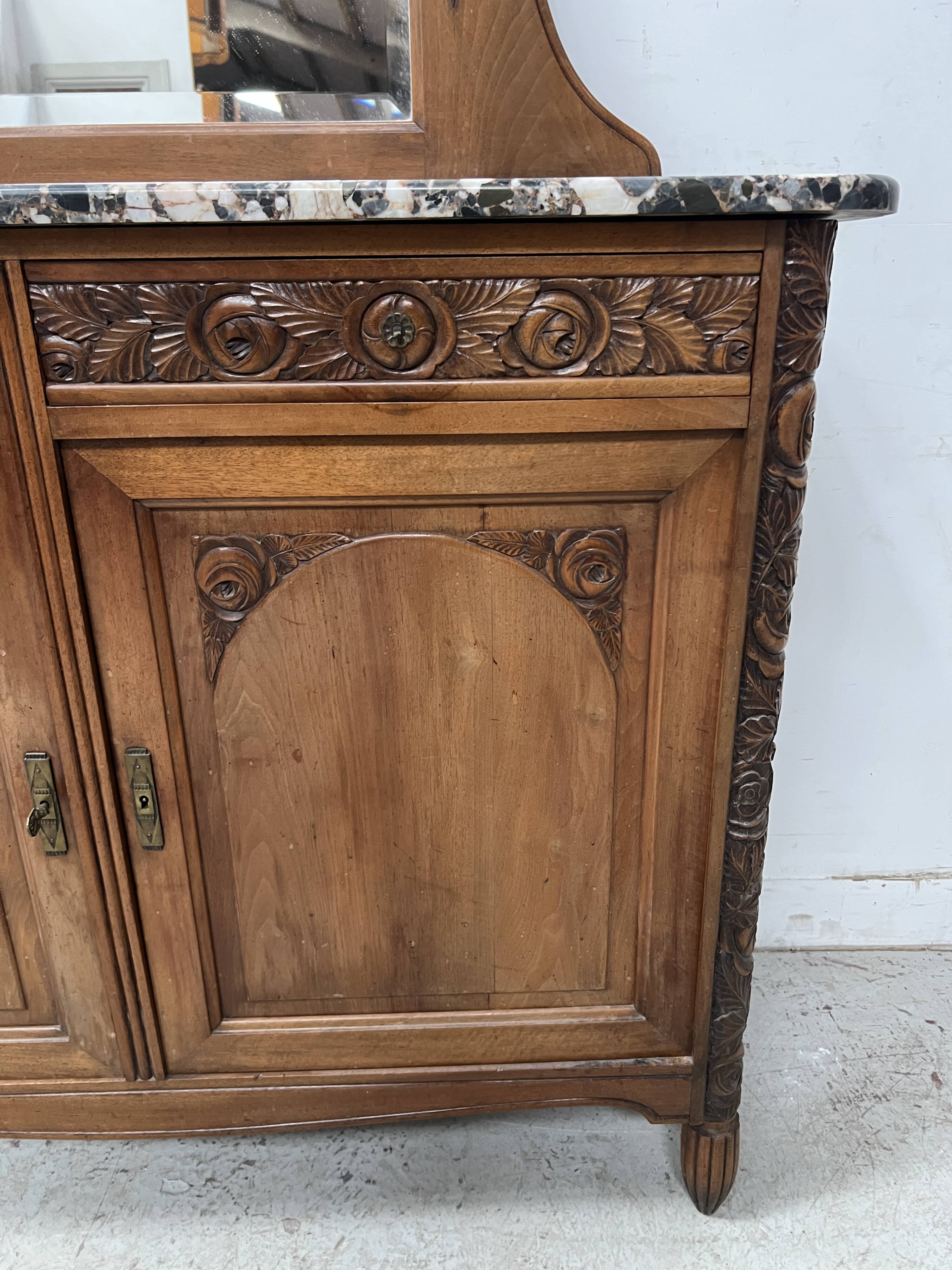 Art Deco dessert table in solid walnut, 20th century.