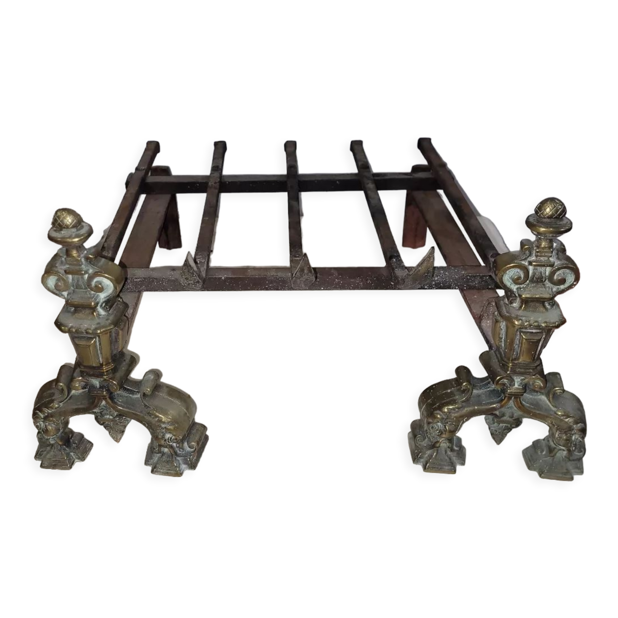 Bronze fireplace chenets