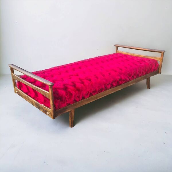 Lit 1 place, daybed scandinave en teck pied compas 1960