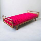 Single bed, Scandinavian teak daybed with compass feet, 1960s
